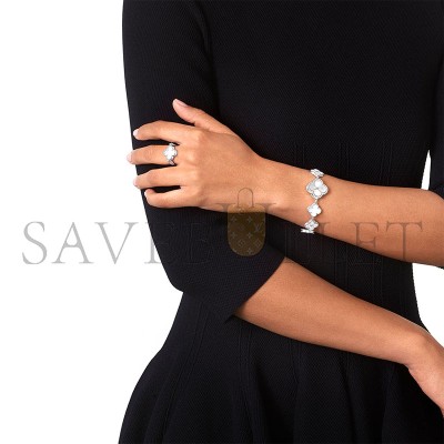 VAN CLEEF SWEET ALHAMBRA WATCH 18K WHITE GOLD CHALCEDONY DIAMOND VCARPEU100